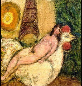  zeitgenosse - Nackt auf einem weißen Schwanz Zeitgenosse Marc Chagall